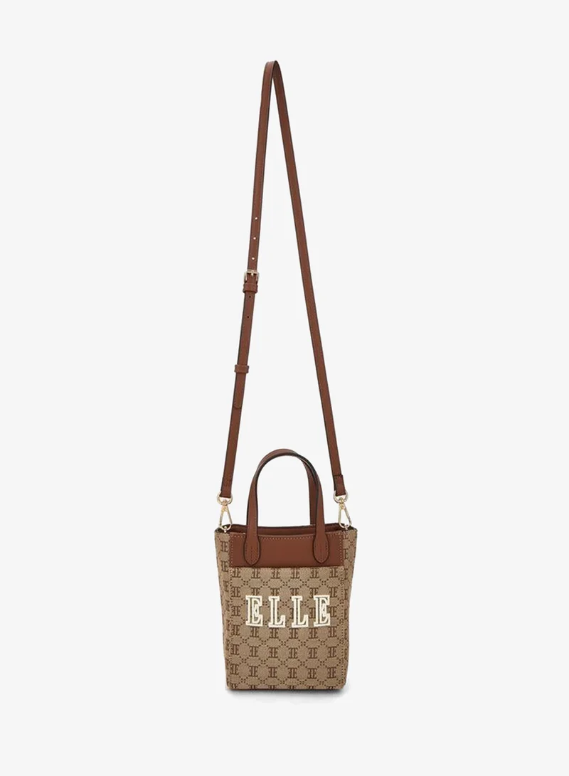 Elle Monogram Textured Crossbody Bag With Detachable Strap