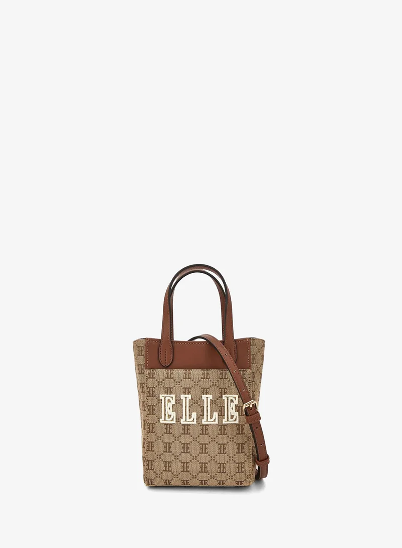 Elle Monogram Textured Crossbody Bag With Detachable Strap