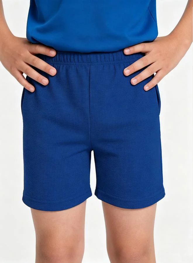 Take Two Kids Blue Waffle Knit Lifestyle Shorts
