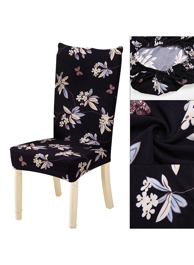 NIBEMINENT Stretchy Floral Printed Stool Chair Seat Cover Black 50x50x60cm