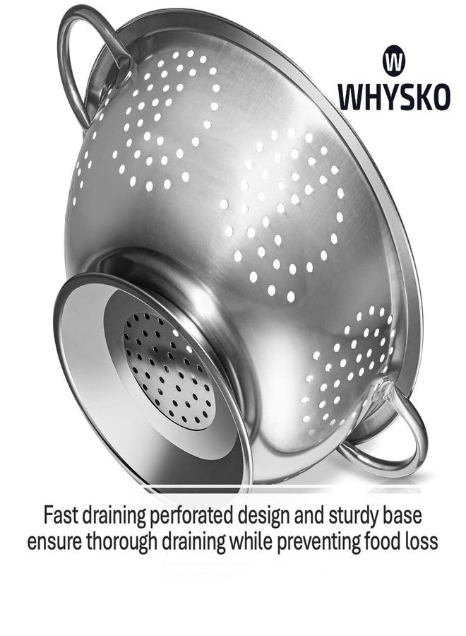 Whysko 3 Pack Stainless Steel Colanders with Handles - 5 Qt, 3 Qt, 1 Qt - Durable Colander for Kitchen Strainers and Colanders Set - Ideal Metal Colander for Pasta, Vegetables, Food Prep - Image 3