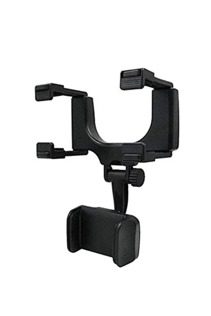 حامل هاتف مثبت على مرآة الرؤية الخلفية للسيارة بزاوية 360 درجة (أسود) - Image 1