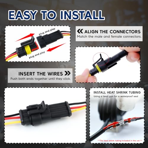 Ledvillage 3 Pin Ledvillage Electrical Connector Plug 6 Male + 6 Female Terminal Wire Connector 22AWG - 10 cm. Automotive Waterproof 3 Way Connector Set for Car, Truck, Boat (12 Kits) - Image 4