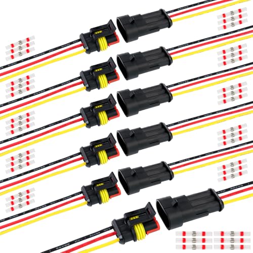 Ledvillage 3 Pin Ledvillage Electrical Connector Plug 6 Male + 6 Female Terminal Wire Connector 22AWG - 10 cm. Automotive Waterproof 3 Way Connector Set for Car, Truck, Boat (12 Kits) - Image 1
