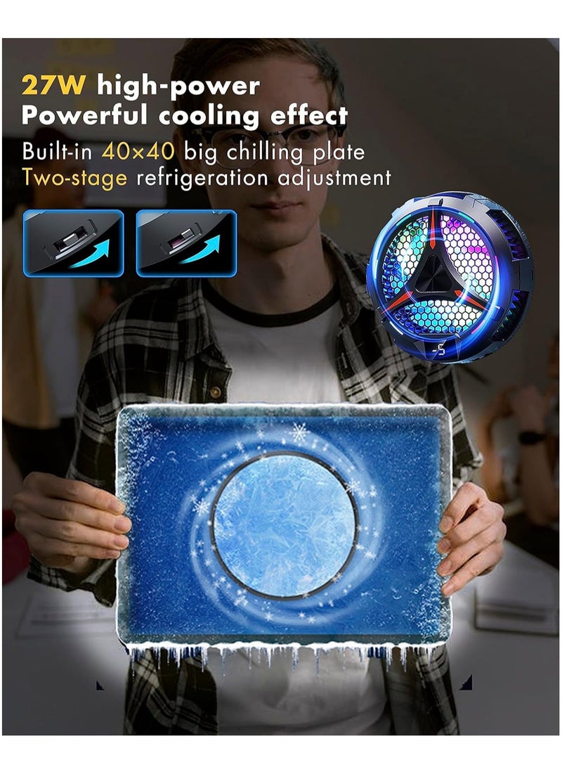 مبرد iPad ، مشعاع RGB عالمي مع عرض درجة الحرارة ، مناسب للألعاب والبث المباشر ، مروحة تبريد الكمبيوتر اللوحي بأشباه الموصلات المغناطيسية - Image 3