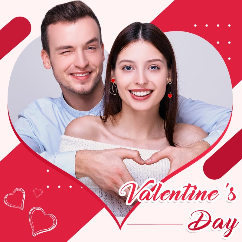 JaGely 6 Pairs Valentine's Day Earrings for Women Red Heart Dangle Earrings Artificial Pearl Earring Shiny Crystal Beads Earrings for Valentine's Mother's Day Wedding Jewelry Gift Supplies - Image 5