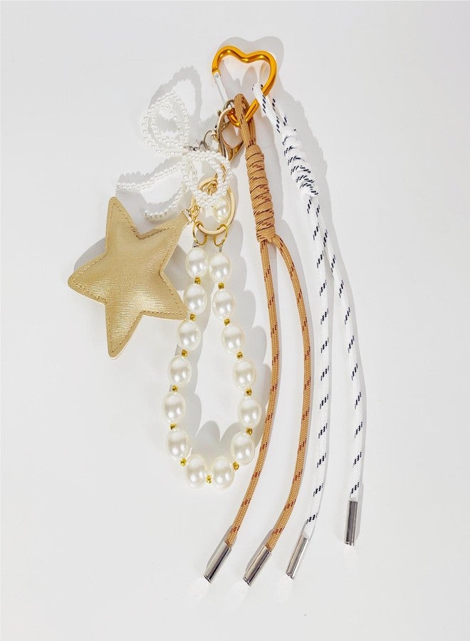 QTMY Cute Star Pearl Beaded Bow Rope Braided Keychain Bag Charms for Handbag Purse Backpack Accessories for Bogg Bag,672 - Image 2