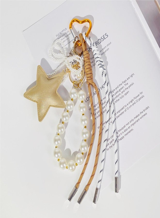 QTMY Cute Star Pearl Beaded Bow Rope Braided Keychain Bag Charms for Handbag Purse Backpack Accessories for Bogg Bag,672 - Image 3