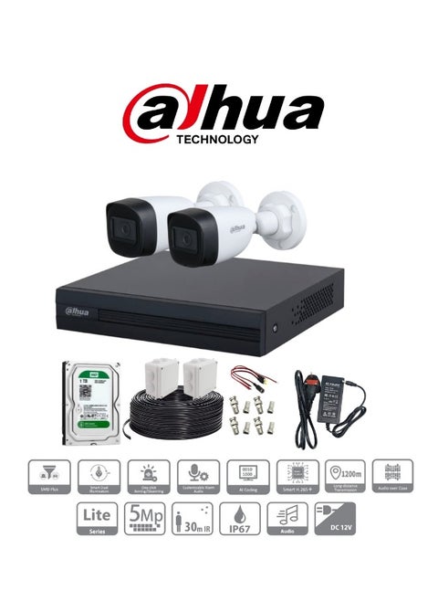2PCS Analog DAHUA Outdoor  Camera Kit 5MP