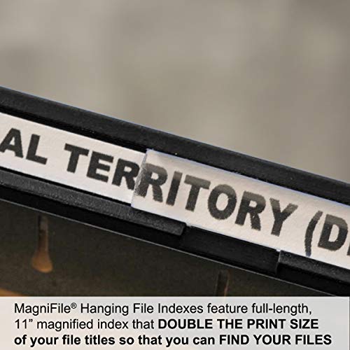 Ultimate Office New Ultimate Office MagniFile Insertable Hanging File Folder Tabs. Indexes That Double The Size of Your File Titles to Find Files Fast! (Set of 10), Black - Image 3