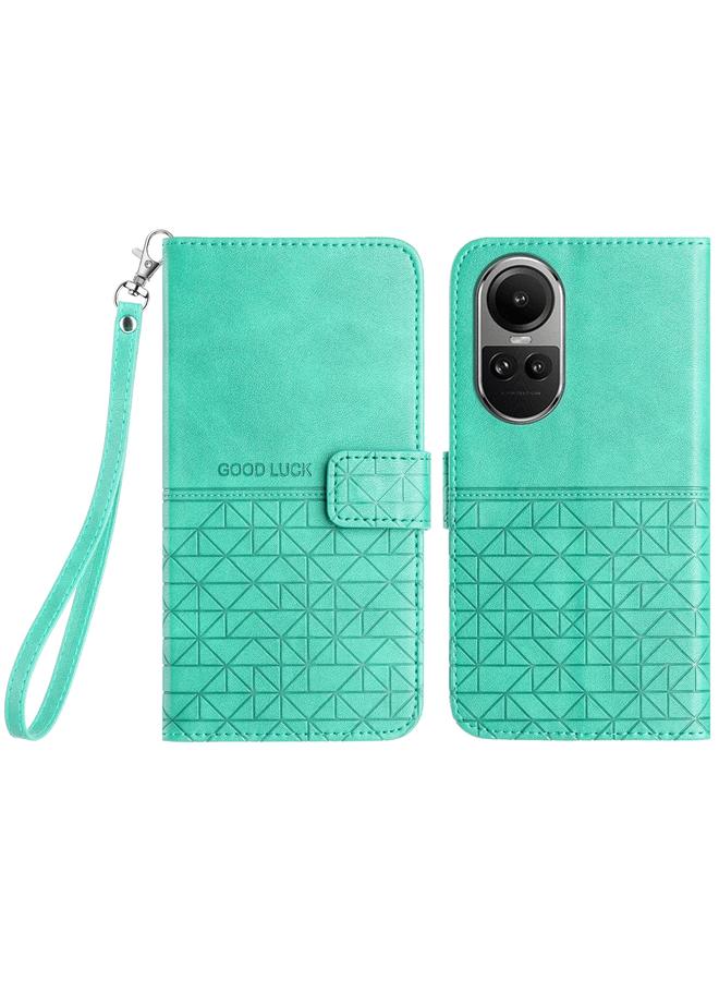 S-TOP Case For OPPO Reno10 Global Rhombic Texture Leather Phone Case with Lanyard - Image 1