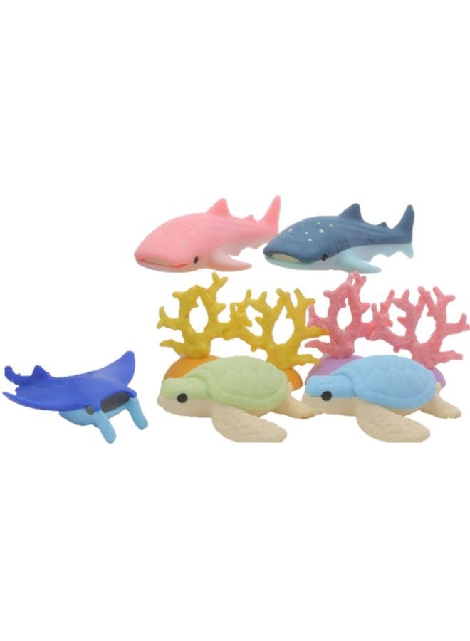 Iwako Deep Sea Animals Turtle Shark Stingray Coral Reef Japanese Erasers 3873 - Image 1