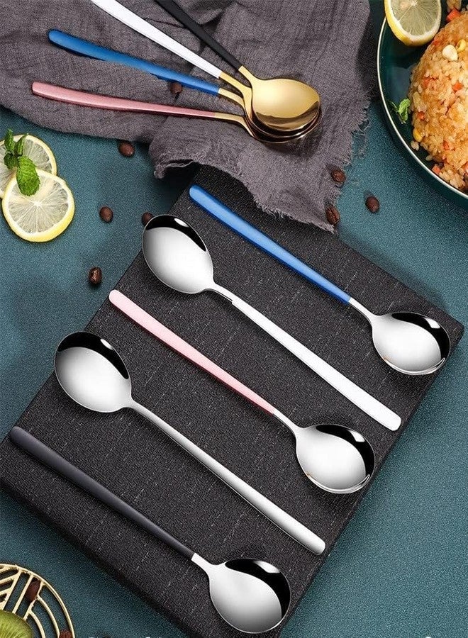 KESESU Soup Spoons Stainless Steel 304 Korean Spoons, Round Head Soup Spoons, Table Spoons Dinnerware Tableware Utensils Flatware Cutlery Dinner Metal Spoons 6.3 in (Mix-2) - Image 4