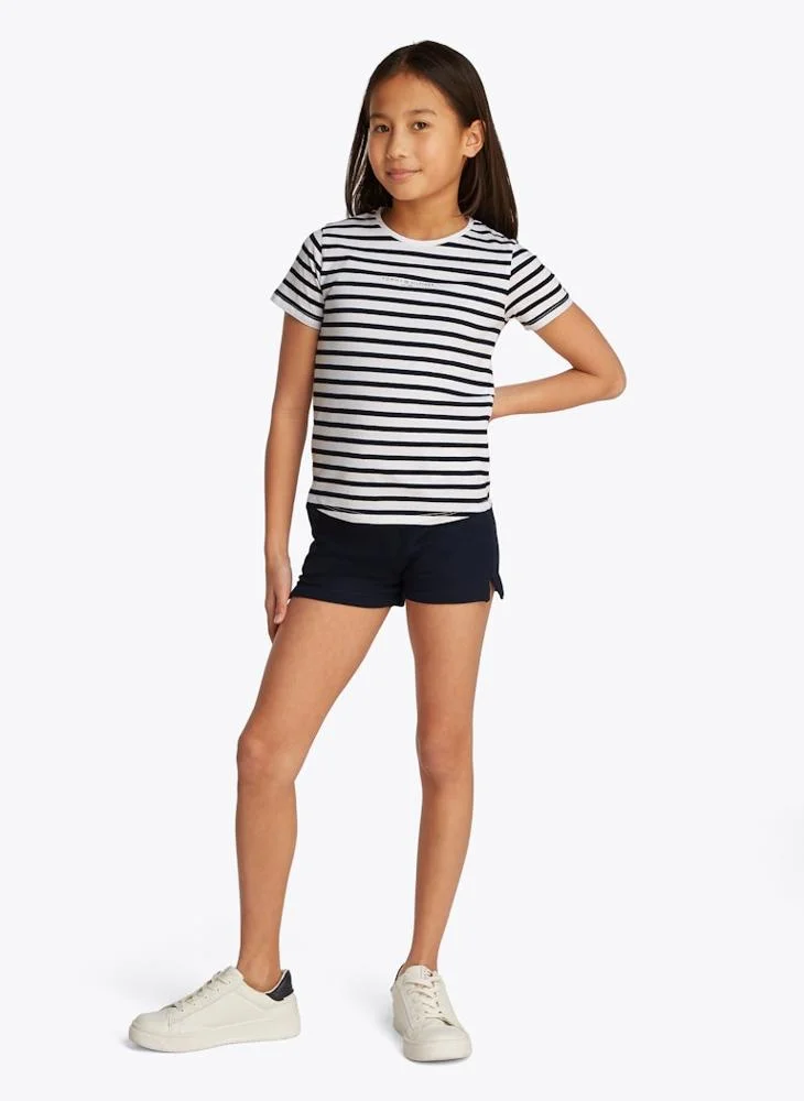 تومي هيلفيغر Kids Stripe Crew Neck T-Shirt & Shorts Set