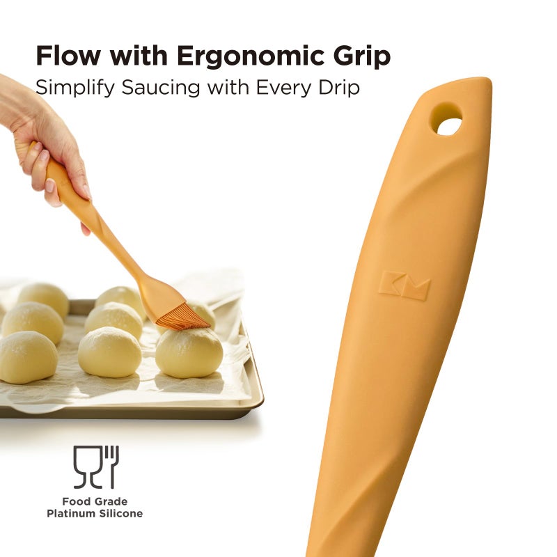 Kitchen Mama WaltzGrip Platinum Silicone Basting Pastry Brush: Set of 2 Heat-Resistant Brushes Utensils for Cooking, Baking, Grilling, Barbecue, and Spreading Oil, Butter, Egg (Yellow) - Image 3
