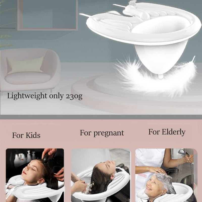 Peaoop Portable Inflatable Shampoo Basin for Bedridden, Handicapped, Seniors - With Air Pump, Hair Washing Tray for Home, Hospitals, Salons - Image 2