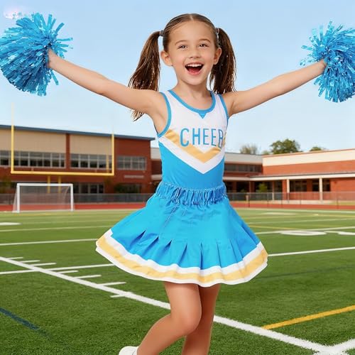 Davsolly Ice Blue Cheerleader Costume for Girls Cheerleading Outfit for kids Cheer Up Halloween Cosplay Birthday Gifts - Image 4