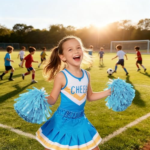 Davsolly Ice Blue Cheerleader Costume for Girls Cheerleading Outfit for kids Cheer Up Halloween Cosplay Birthday Gifts - Image 5