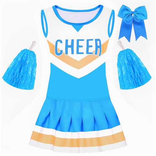 Davsolly Ice Blue Cheerleader Costume for Girls Cheerleading Outfit for kids Cheer Up Halloween Cosplay Birthday Gifts - Image 1