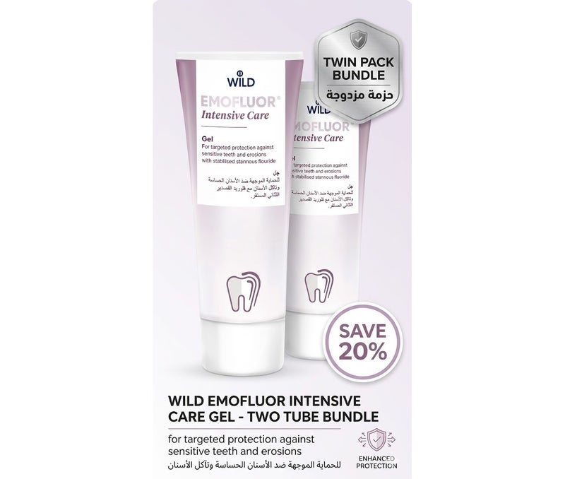 WILD EMOFLUOR Intensive Care Gel (Two Tube Bundle) - Targeted Protection Against Sensitive Teeth and Erosions, Stabilised Stannous Fluoride, Remineralizing Dental Gel for Oral Care - Twin Pack