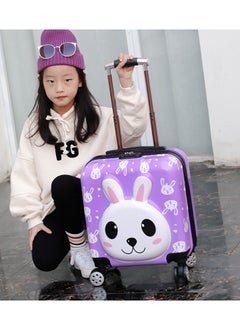 CityRiya-Long Kids Luggage Children's Travel Suitcase Kids Carry On Luggage 20 Inch Travel Luggage Hardside Rolling Suitcase Trolley Bag Case for Boys Toddlers Children Blue Car Purple Rabbit  - Image 4