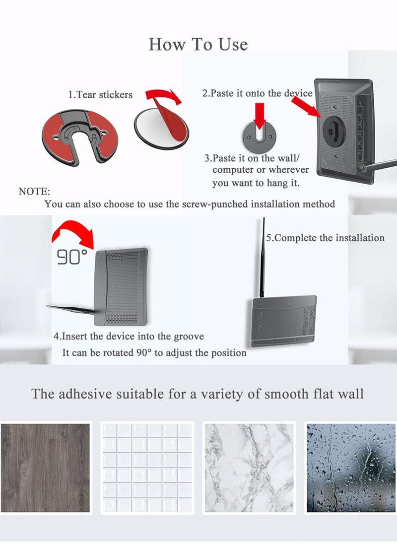 Y&D - Universal Tablet Wall Mount Base, Adjustable 90 Degree Swivel Stand for iPad/Kindle/Apple TV Box/E-reader/Router Electronic Device Storage (Black) - Image 1