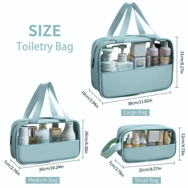 HOOPOES Travel Toiletry Pouch for Women  Men Portable Cosmetic Organizer Bag for FullSized Shampoo Brushes Set Toys Stationery Bathroom  Makeup Accessories Pink 3 pcs Set - Image 3
