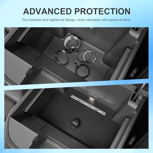 SZYANG Center Console Safe Organizer Compatible with 2023-2026 Chevy Silverado GMC Sierra 1500 Redesigned 2022 Model Lock Box Console Safe Vault Replacement for 2022-2026 Chevy Silverado Accessories - Image 3