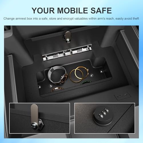 SZYANG Center Console Safe Organizer Compatible with 2023-2026 Chevy Silverado GMC Sierra 1500 Redesigned 2022 Model Lock Box Console Safe Vault Replacement for 2022-2026 Chevy Silverado Accessories - Image 4