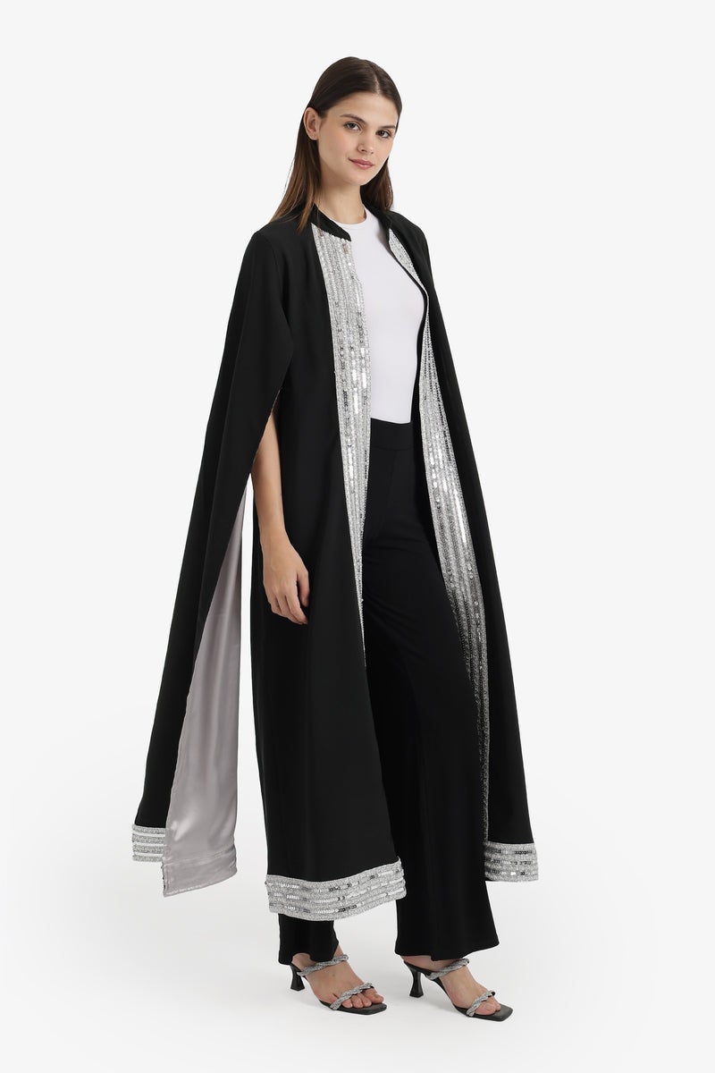 Carina Sequin-Trimmed Cape Kimono - Image 3