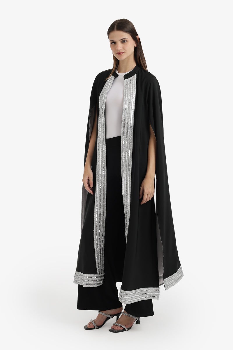 Carina Sequin-Trimmed Cape Kimono - Image 2