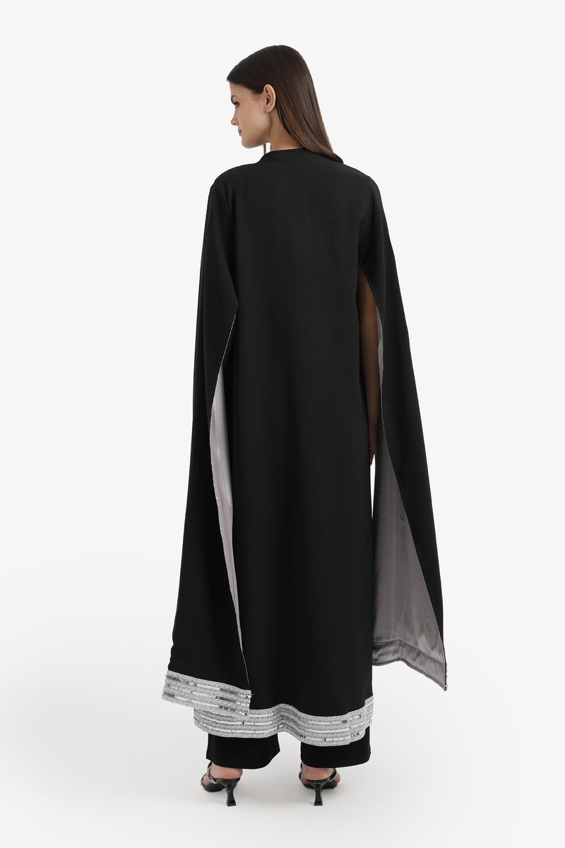 Carina Sequin-Trimmed Cape Kimono - Image 4