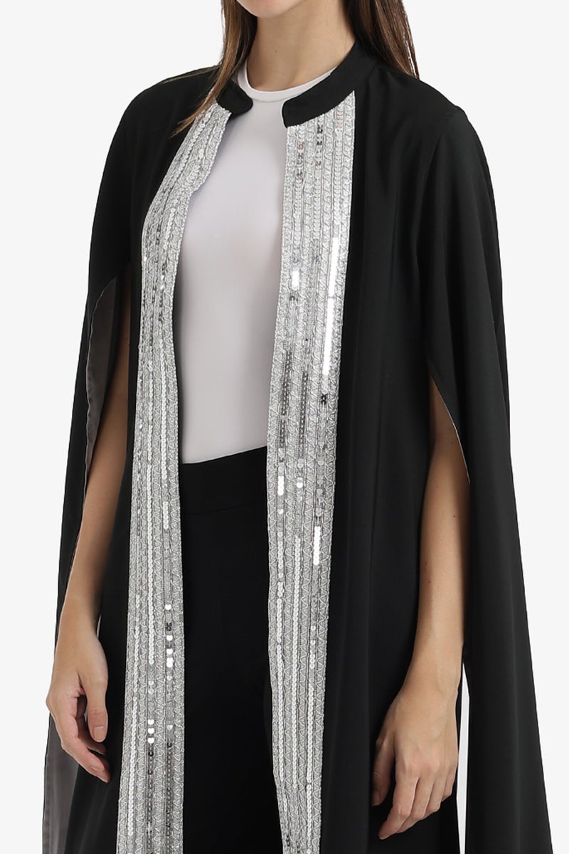 Carina Sequin-Trimmed Cape Kimono - Image 5
