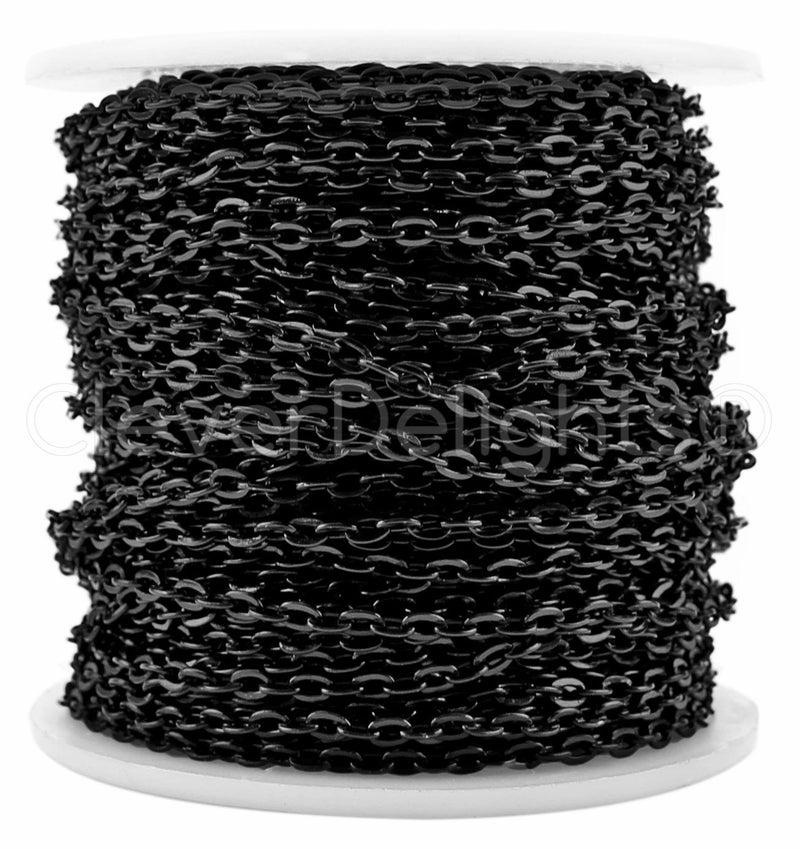 CleverDelights 3x4mm Cable Chain - Dark Black Color - 100 Feet - Image 4