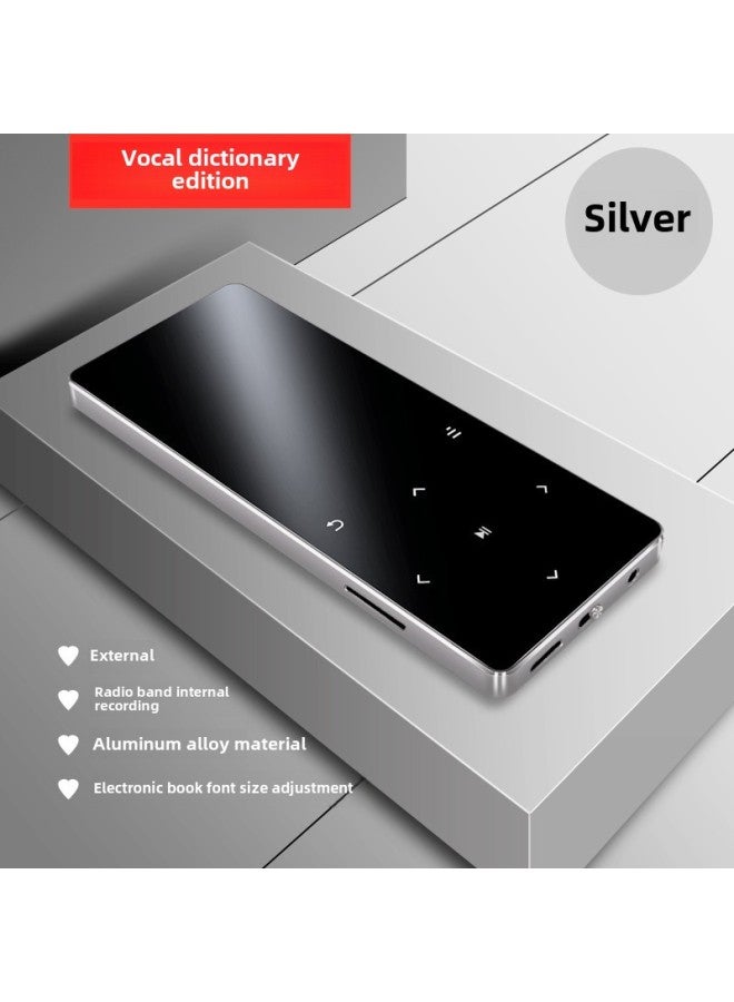 Bluetooth Mp3 Walkman Student Edition Special Mp4 Player For Novels And Songs Portable Small MP5 Genuine Goods-Body Color:Silver Touch Version [voice Dictionary/extended Battery]-Memory Capacity:128gb Downloaded (junior High School/high School Listening + Songs And Novels) - Official Standard Configuration  - Image 1