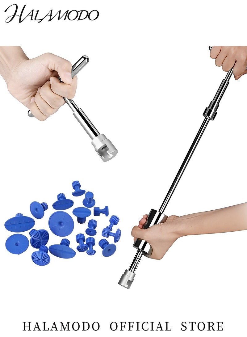 هالامودو مجموعة إصلاح خدوش السيارة، مجموعة إصلاح هيكل السيارة، مطرقة منزلقة على شكل حرف T مع 18 قطعة من علامات التبويب لسحب الغراء، مجموعة إزالة الخدوش، ساحب بدون أثر للسيارات والسيارات الرياضية والشاحنات - Image 4