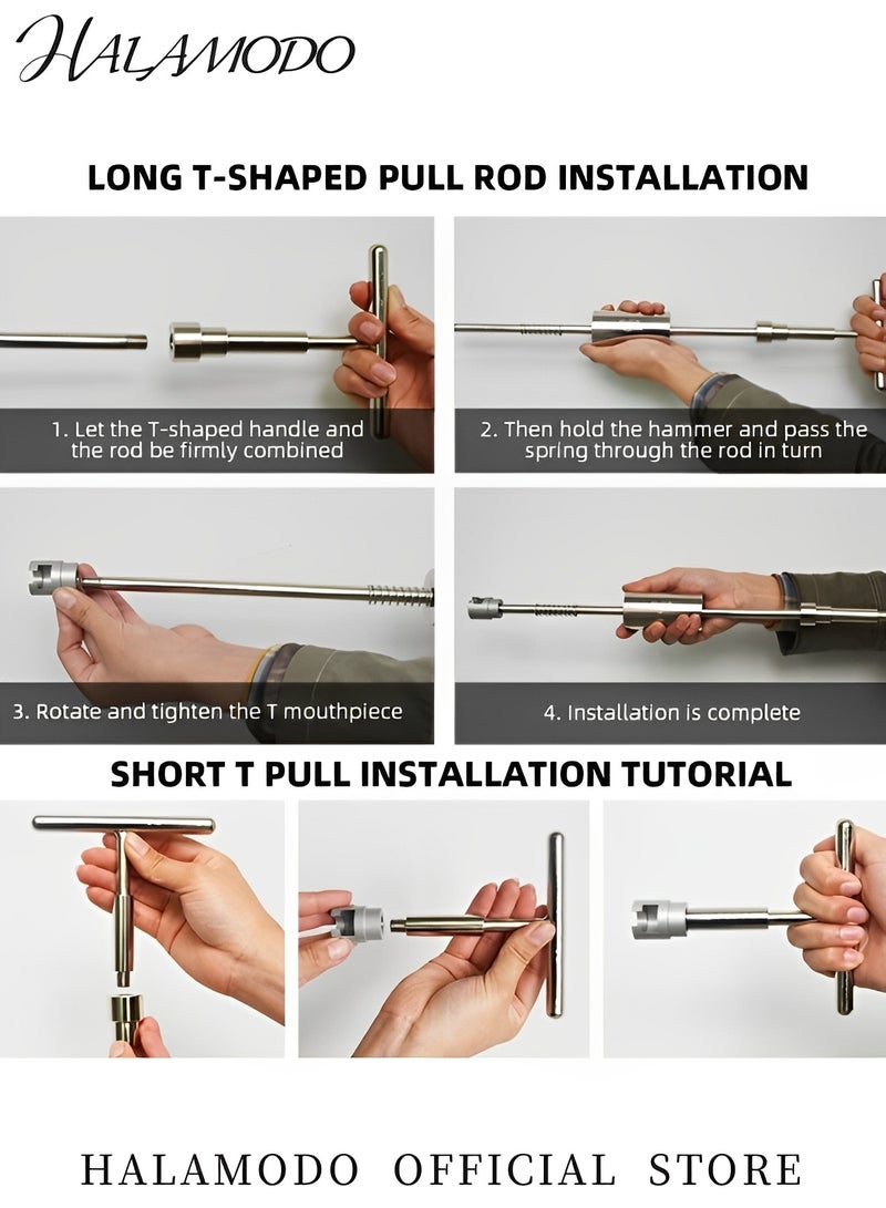 هالامودو مجموعة إصلاح خدوش السيارة، مجموعة إصلاح هيكل السيارة، مطرقة منزلقة على شكل حرف T مع 18 قطعة من علامات التبويب لسحب الغراء، مجموعة إزالة الخدوش، ساحب بدون أثر للسيارات والسيارات الرياضية والشاحنات - Image 5