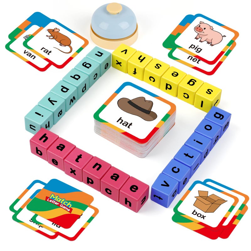 Edulok Word Race Cube Preschool Wooden Alphabet Letter Blocks Phonics Matching Games CVC Word Learning Toys - Image 3