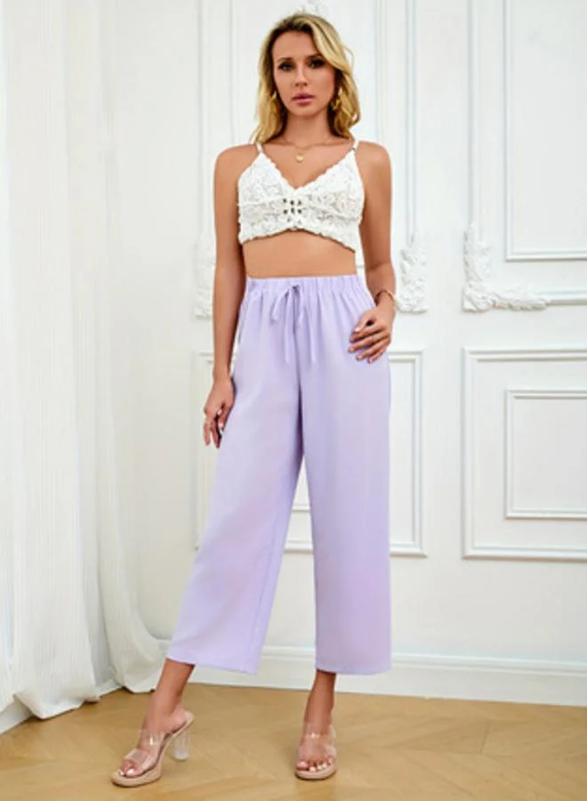 Take Two  Lilac Cropped Wide Leg Pants for Women | Best Price UAE