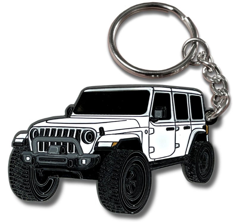 FOUR WHEEL BEAST Jeep Wrangler Keychain - Officially Licensed Jeep Rubicon Accessories JL Key Chain JKU 2024 2023 (White) - Image 1