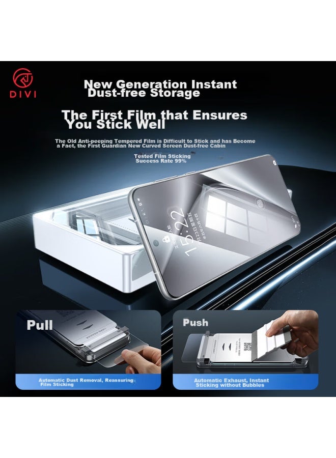 DiVi First Guard Privacy Screen Protector For Huawei Pura70pro, P70pro+/ultra Full Adhesive Microcrystalline Full Coverage Tempered Glass Anti-fingerprint Dust-free Anti-drop Soft Film - Image 2