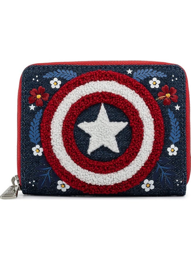 Loungefly X Marvel Captain America 80Th Anniversary Floral Shield Ziparound Wallet - Image 1