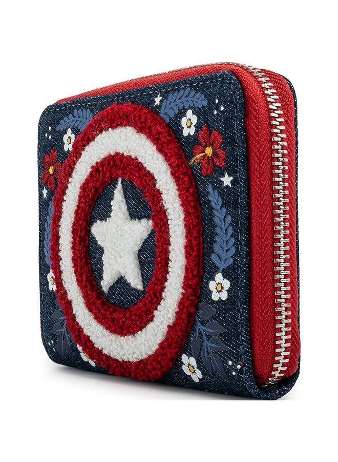 Loungefly X Marvel Captain America 80Th Anniversary Floral Shield Ziparound Wallet - Image 2