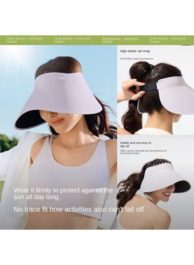 EASY To-store Side-face Sun Hat】spring And Summer Wide Brim Black Glue Open-top Lampshade Hat For Women, Uv Protection - Image 5