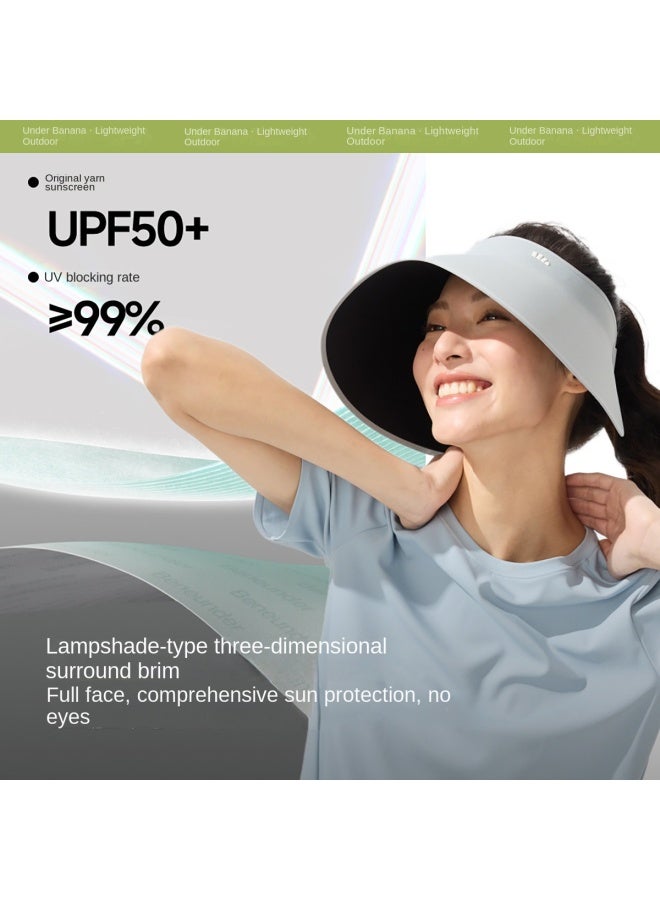 EASY To-store Side-face Sun Hat】spring And Summer Wide Brim Black Glue Open-top Lampshade Hat For Women, Uv Protection - Image 3