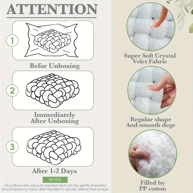 1pc Square Knot Throw Pillow White Small Size Soft Teddy Knotted Decor For Room And Couch - Image 4