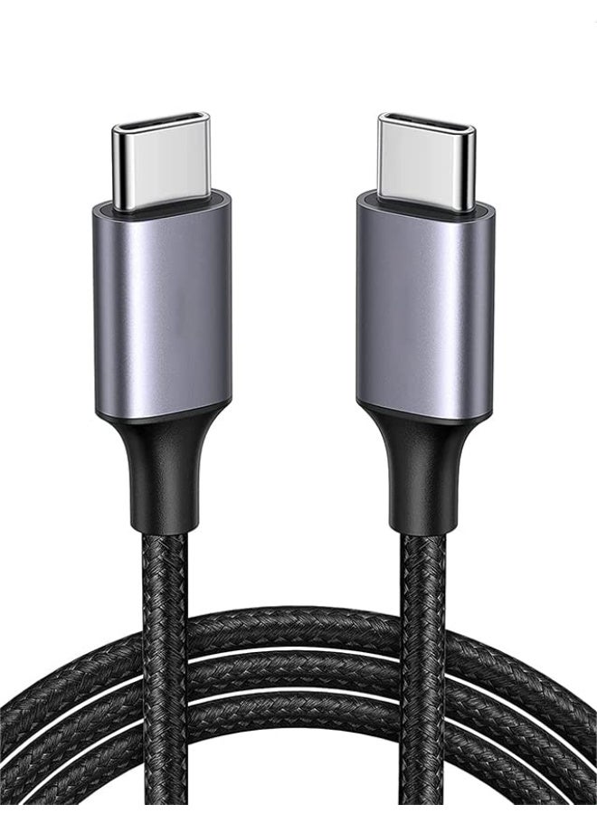 60W USB Type C Cable Nylon Braided USB C to USB C 2.0 Cable (C to C) Compatible For iPhone 16 15 Pro Max iPad Pro Air mini 6 MacBook Pro Air Galaxy S24 S23 Ultra Z Fold Xiaomi Honor OPPO OnePlus 1M Grey Black - Image 1