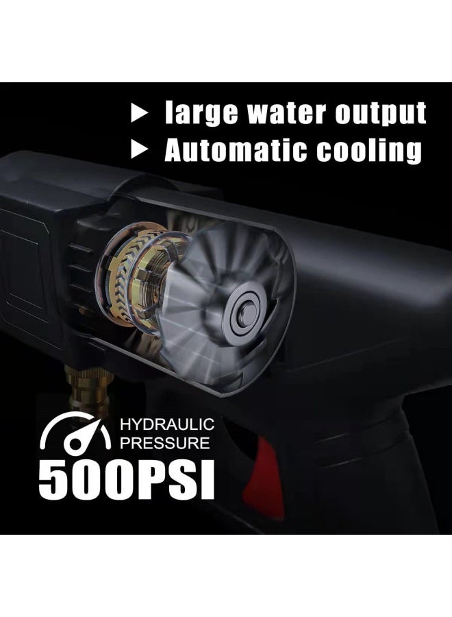 ألونغد غسالة ضغط لاسلكية، أقصى قوة ضغط 500 رطل لكل بوصة مربعة، غسالة ضغط محمولة، بطارية قابلة للشحن 6000 مللي أمبير، غسالة ضغط كهربائية مزودة بفوهات ووعاء رغوة لتنظيف أرضيات السيارات وسقي الزهور - Image 2