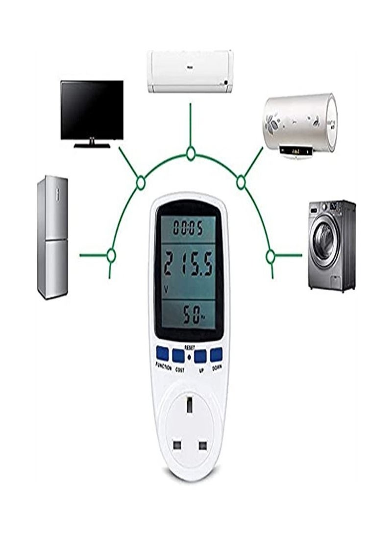 LCD Display Digital Power Energy Meter AC 230V - 250V Consumption Monitor Cost Calculator Watt Voltage Amp Meter