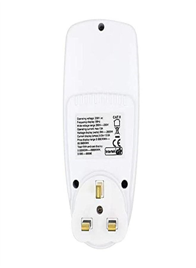 LCD Display Digital Power Energy Meter AC 230V - 250V Consumption Monitor Cost Calculator Watt Voltage Amp Meter